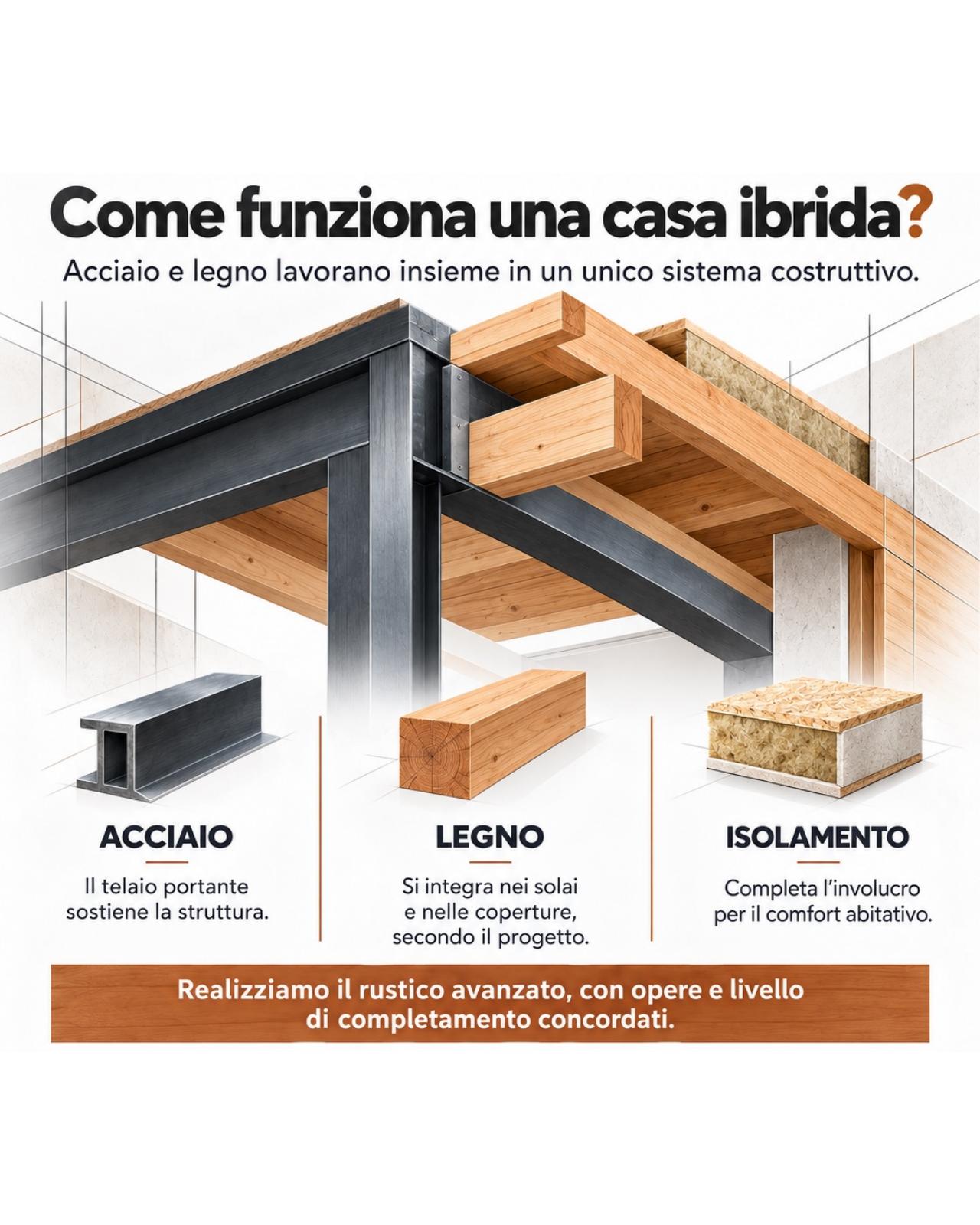 Come funziona una casa ibrida in acciaio e legno